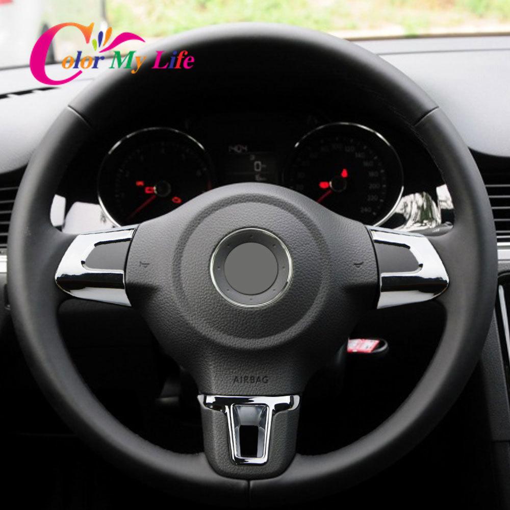 ABS Chrome Car Steering Wheel Decoration Cover Trim Sticker Fit for Volkswagen VW GOLF POLO JETTA MK5 MK6 Bora