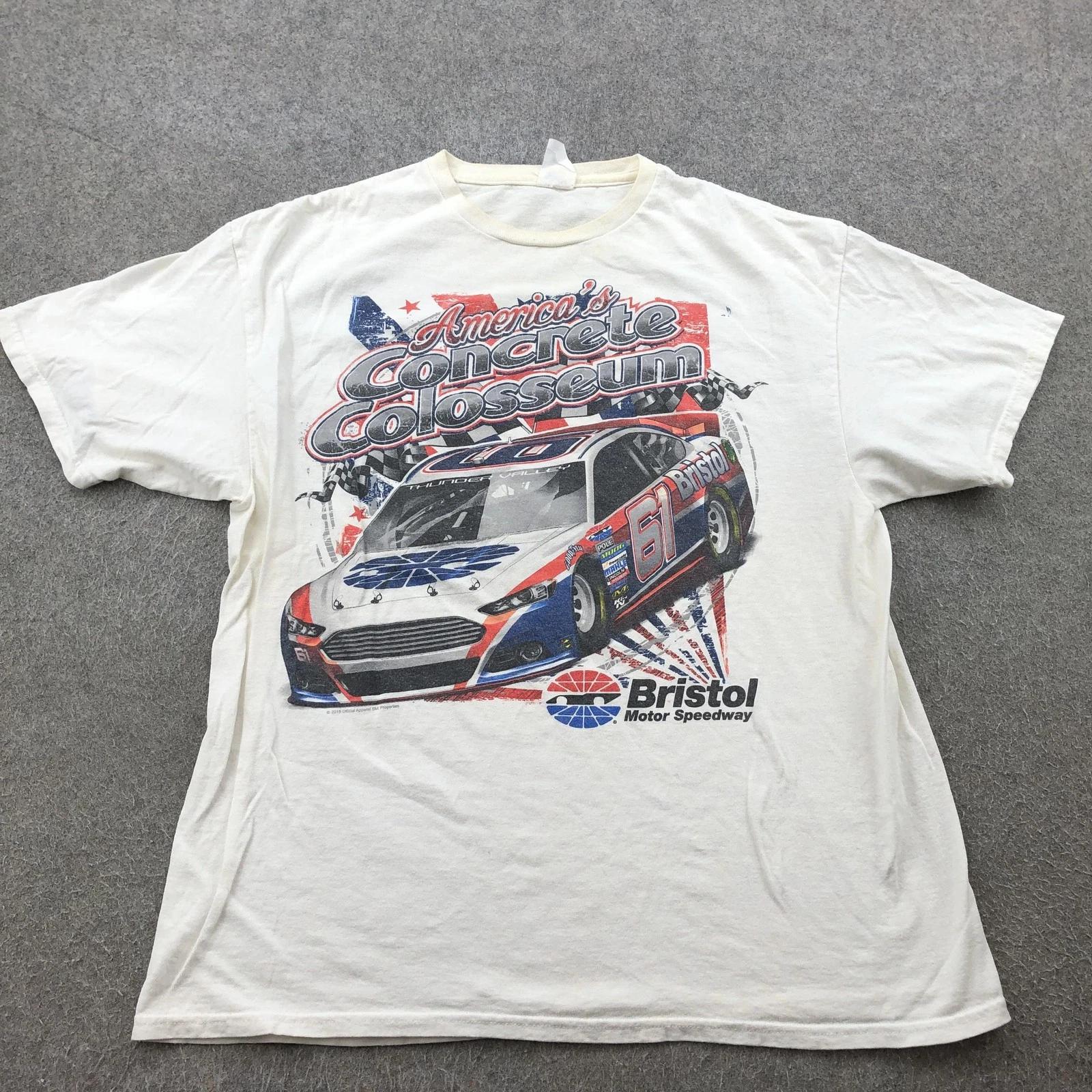 Bristol Motor Speedway Shirt Mens Large White NASCAR Racing Graphic Tee L