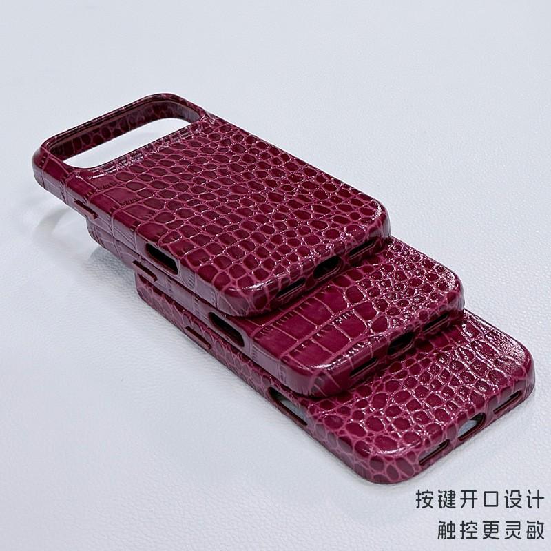 Luxury Genuine Leather Crocodile Texture Magnetic Phone Case IPhone 18 Pro Max Full Coverage Business Style