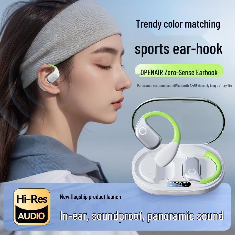 

2025 Bone Conduction Bluetooth Ear-Hook Headphones: Long Battery Life, Noise Reduction, Ideal for Sports and Running білий