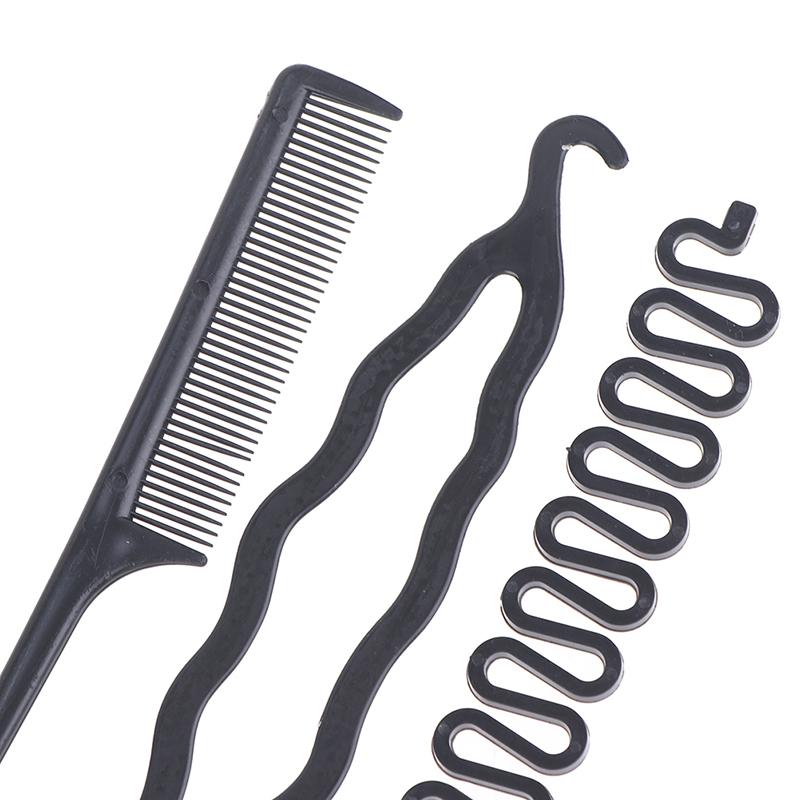 6Pcs/Set Hairstyle Braiding Tools Pull-Through Hair Needle Hair Disk Hair Comb