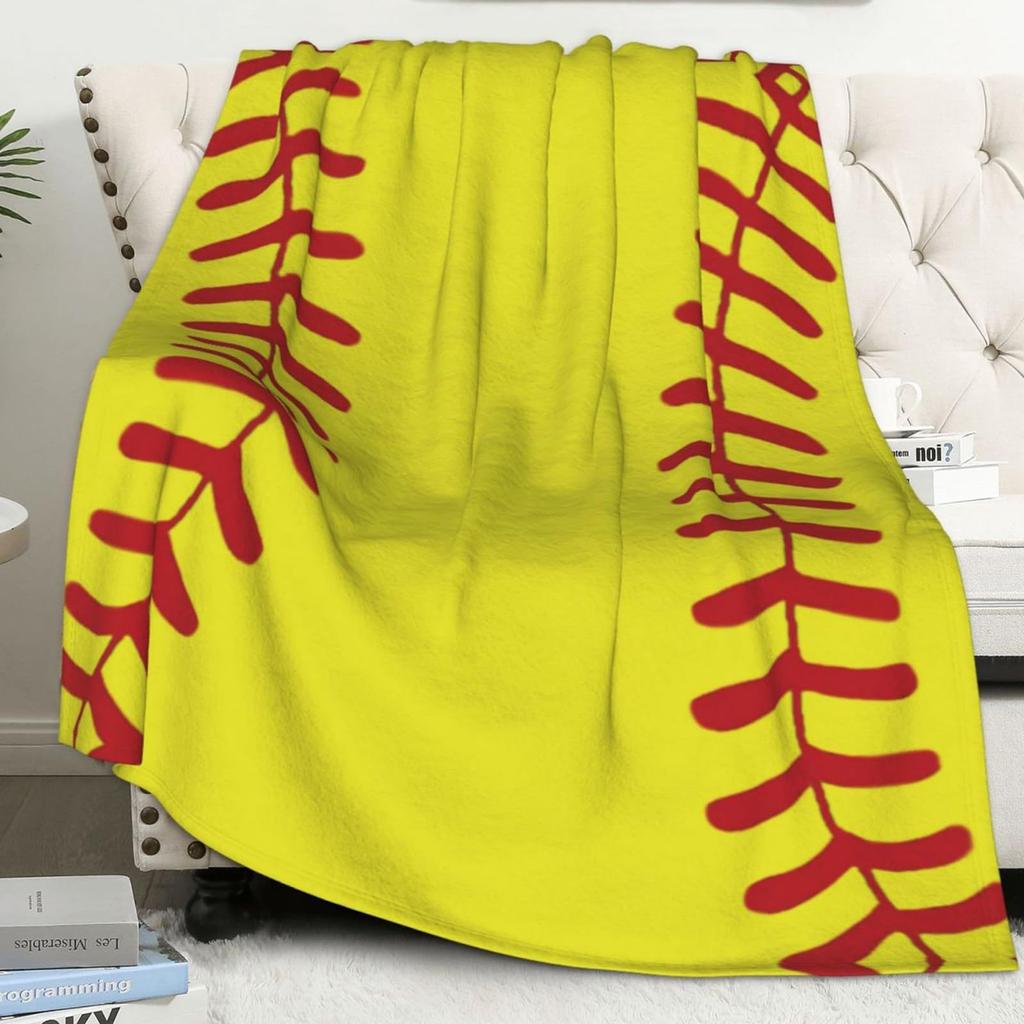 Baseball Strawberry Pattern Blanket Flannel Soft Comfort Home Blanket Warm Blanket Birthday Holiday Gift