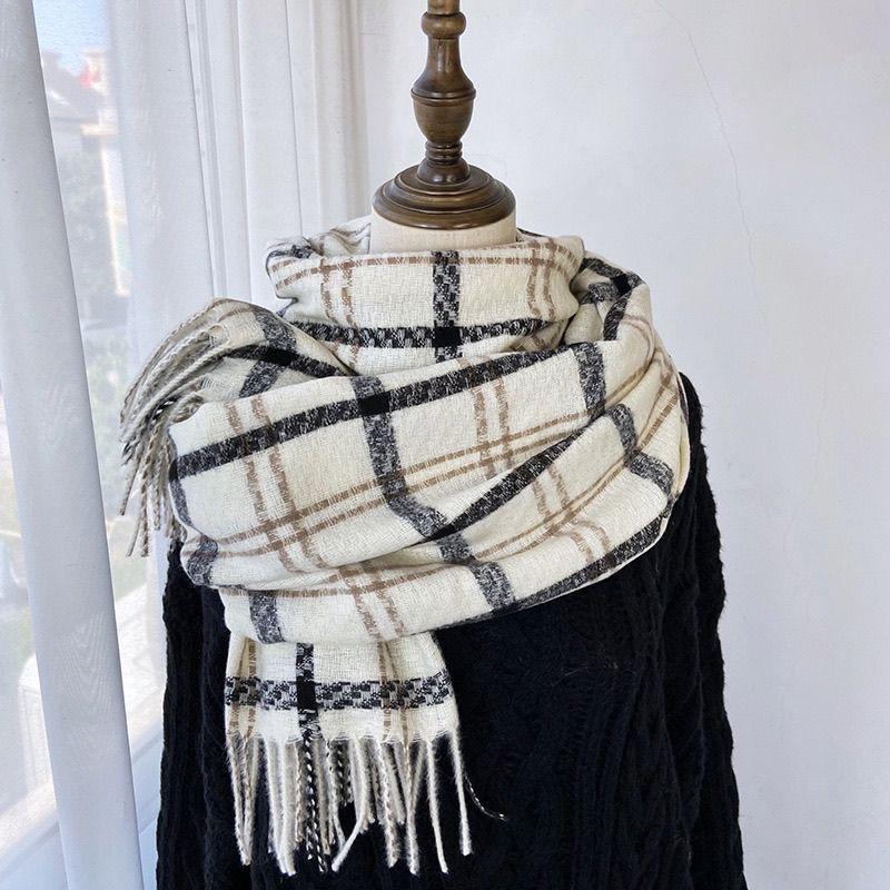New Imitation Cashmere Plaid Warm Scarf for Women Winter Korean Version Versatile Student Couple Girl Scarf Men's Trendy