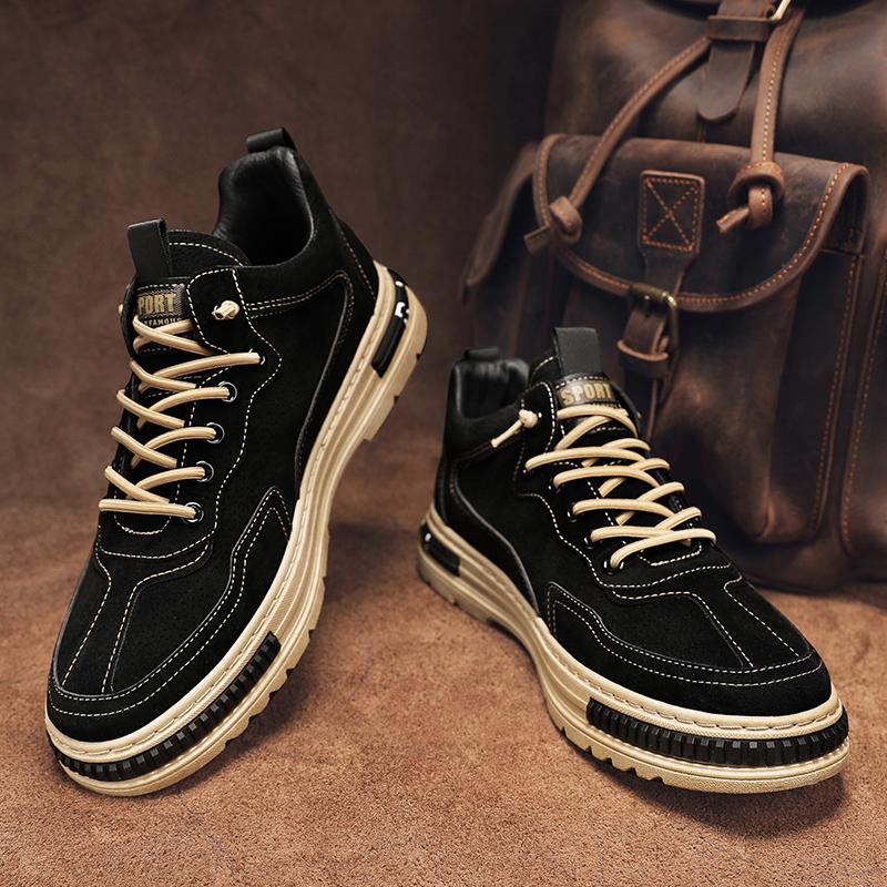 2026 New Men Shoes Trend Men Sneakers Suede Leather Slip on Men Loafers Comfortable Platform Working Shoes Zapatillas Informales