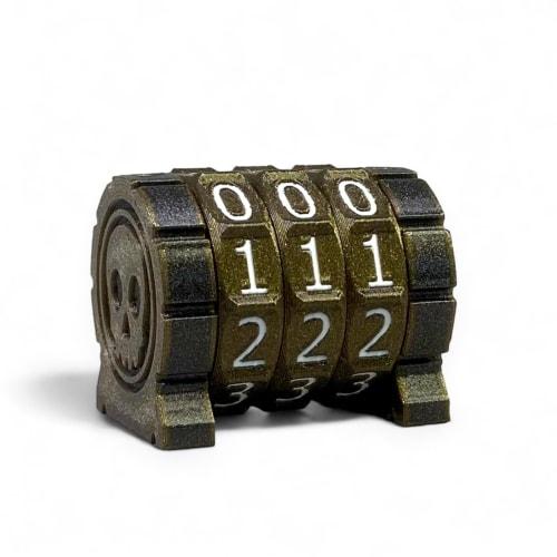 Lixusia Life Counter/Health Tracker for Board Games, TTRPGs, and Card Games, Features a Skull Symbol, MTG Compatible, and Includes 3 Gold Wheels and W