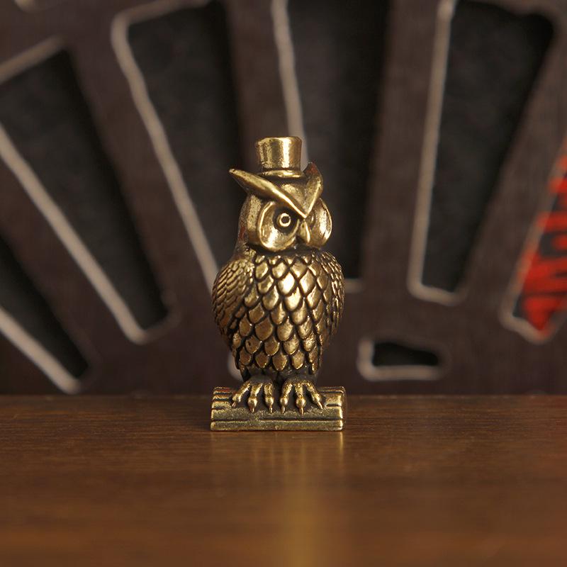 Brass Owl Ornament Handmade Boho Decor Creative Figurine Small Desk Decorations Unique Gift For Home Luxury Decor Home Decor