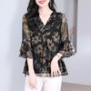 Flowers Shirt Women's Clothing Chic Lace Patchwork Elegant V-Neck Summer Ruffles Half Sleeve Casual Loose Blouse