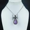 Amethyst Jewelry, 999 Copper Wire Wrapped Gemstone Pendant, Handmade Pendant, For Memorial Day