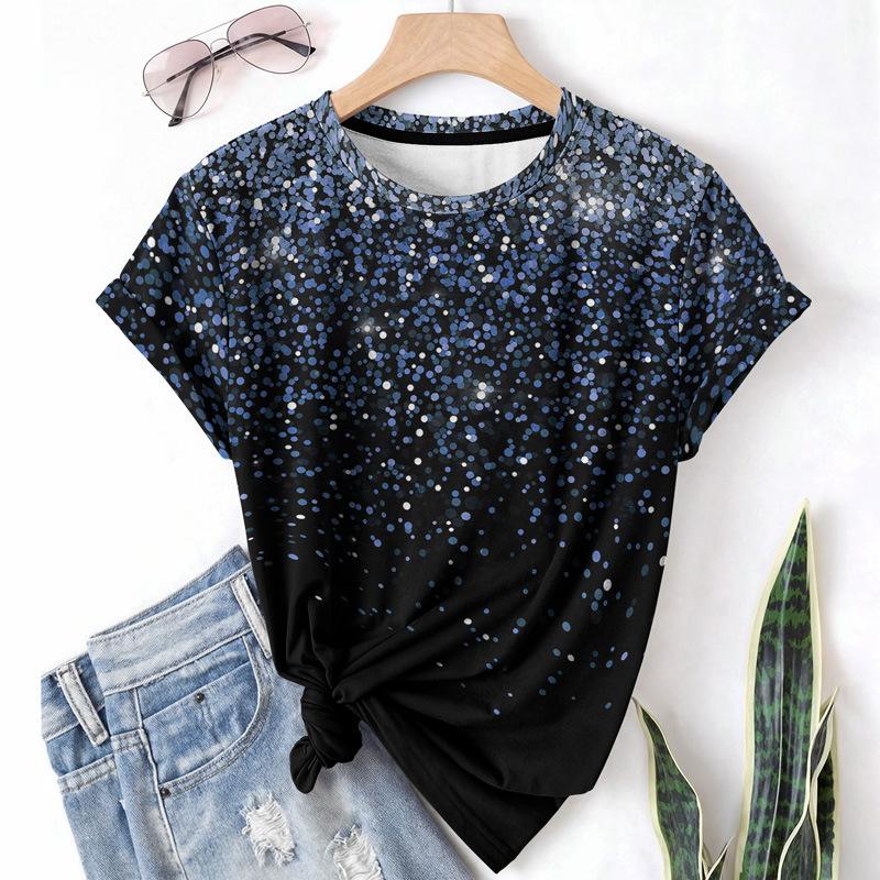 

Градиентная Повседневная Спортивная Женская Футболка Летняя С Круглым Вырезом С Коротким Рукавом Простая Дышащая Легкая Тканевая Футболка 6XL