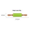 Silicone Rolling Pin with Solid Wood Handle - Non-Stick Kitchen Tool for Dumplings and Baking