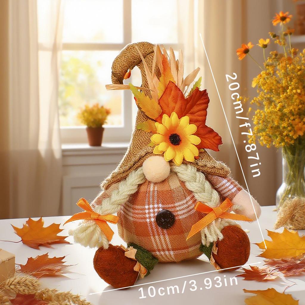 Thanksgiving Harvest Sunflower Scarecrow Plush Doll Decor