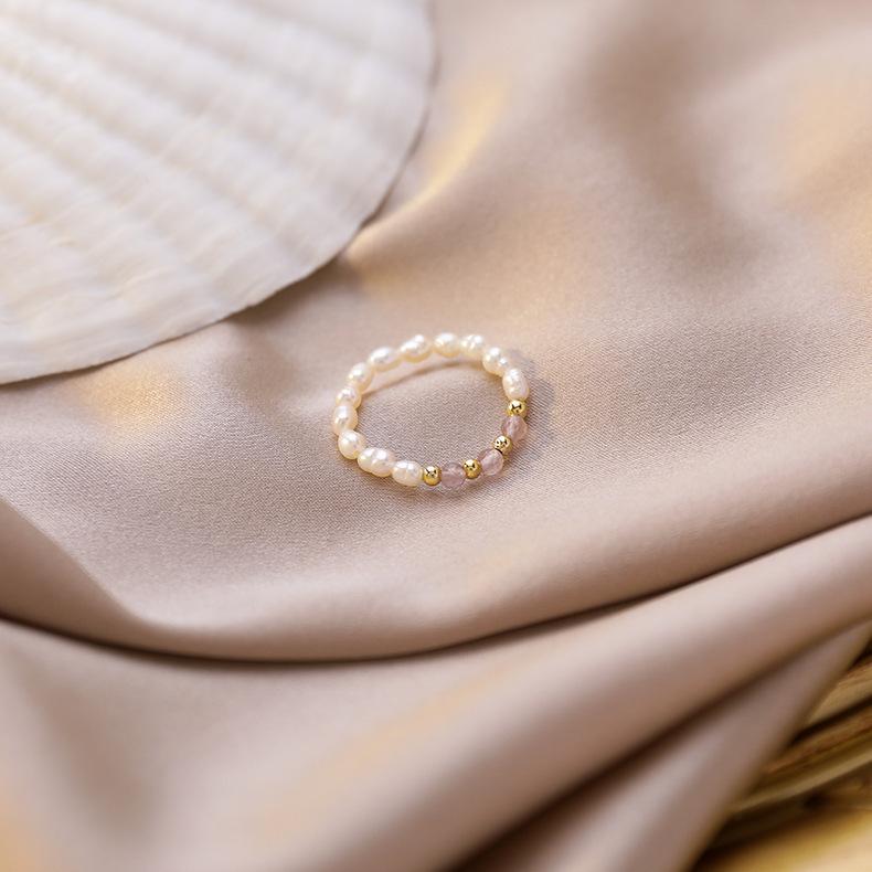 Fashion Handmade Beaded Pearl Ring Women's Handmade Crystal Stacked Wear Fashion Lady Fine Ring Ring Wholesale