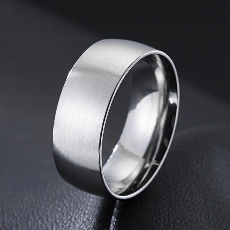 Black Solid Simple Vintage Rings Classic Men Stainless Steel Rings Matte Men Engagement Wedding Bands Jewelry Gift Wholesale