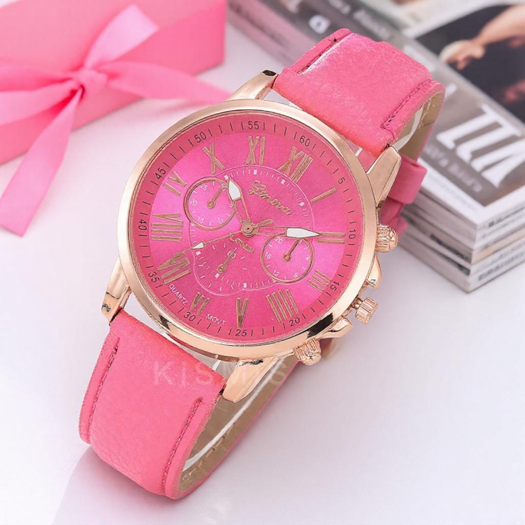 Fashion Geneva Quartz Watch Roman Numerals Three Eye Six Pin Casual Wrist Watch for Women Men Couple Stylish Dress Watch