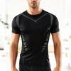 Herren Kompressions-T-Shirt, Feuchtigkeitsableitendes Atmungsaktives Kurzarm-T-Shirt für Fitnessstudio, Fitness, Workout, H