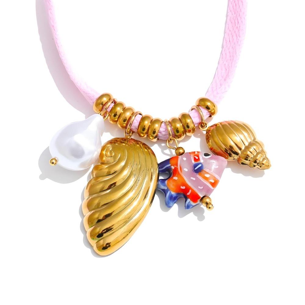 Beaded Jewelry Titanium Steel Fruit Shell Necklace Elegant Stylish Clavicle Chain Lightweight Bohemian Necklace Beach