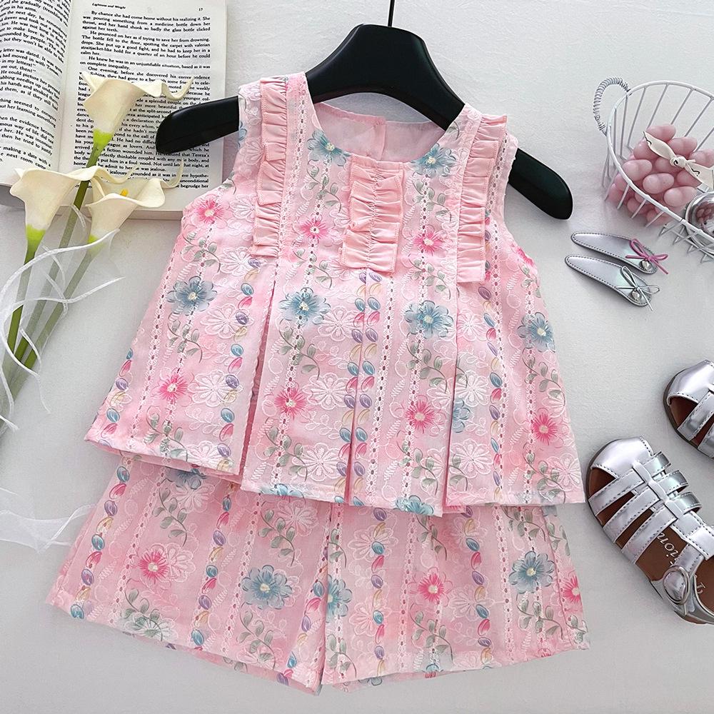 

Girls 2025 Summer Fashion Bow & Backless Top with Shorts Set 140cm