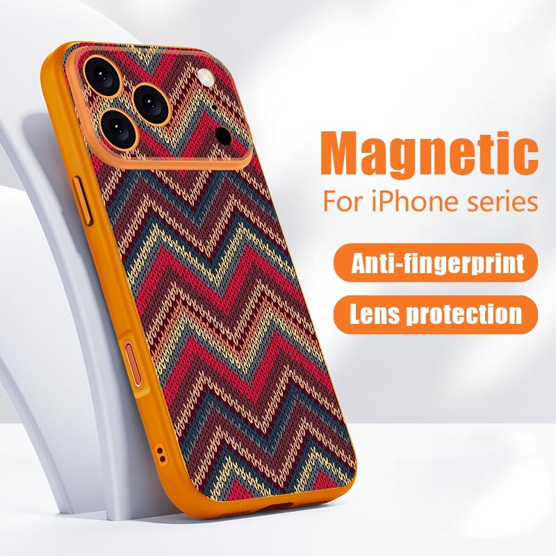 Luxury Cloth Texture Case For iPhone 17 Pro Max iPhone 16 15 14 13 Pro Max Magnetic For Magsafe Hybrid TPU+PC Matte Cover
