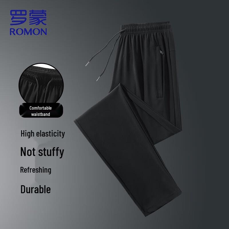 ROMON Men's Summer Ice Silk Quick-Dry Straight Leg Pants