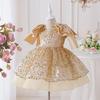 Flower Girl Princess Dress For Weddings Summer Kid Formal Bow Long Gown For School Evening Party Children New Year Cloth L6021