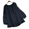 Women S Loose Fit Long Sleeve Round Neck Shirt With Ruffled Cuffs And Hem