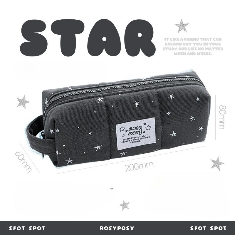 RosyPosy soft furnishings, Korean polka dot good material pencil bag, cotton-filled large-capacity student pencil bag, girls stationery bag