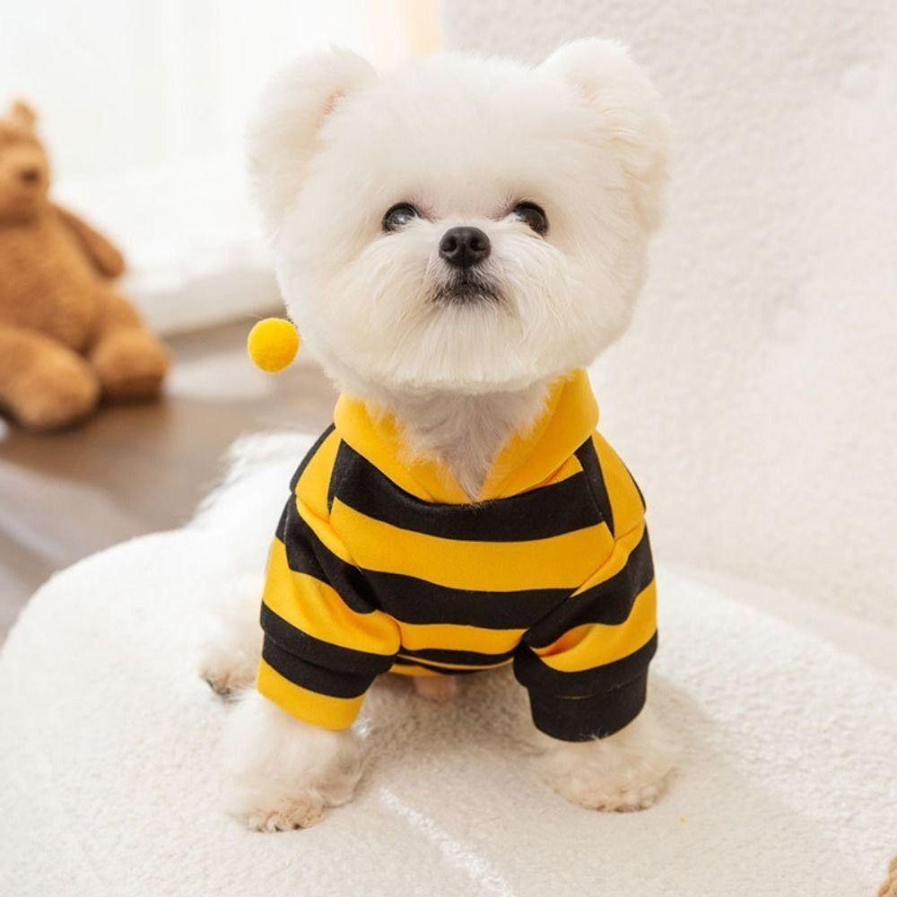 Winter Warm Pet Bee Costume Hooded Soft Cat Holiday Cosplay Clothes Cat Dog Clothes Pet Supplies