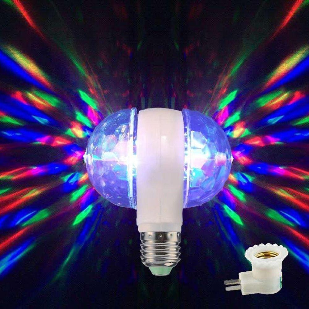 Magic 6W LED Double-headed B22 E27 Crystal Ball Disco Lamp Rotating Bulb Stage Light Bulb