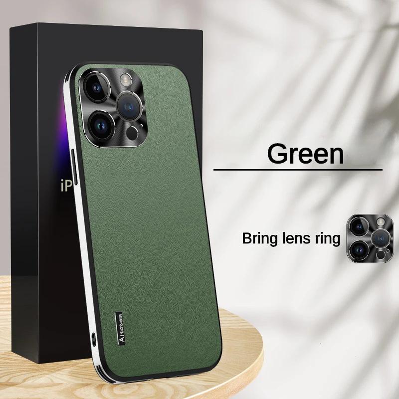 Soft Leather Phone Case Back Cover for IPhone 13 15 16 14 Plus 11 12 Pro Max Shockproof Anti-Drop Metal Lens Protection Cases