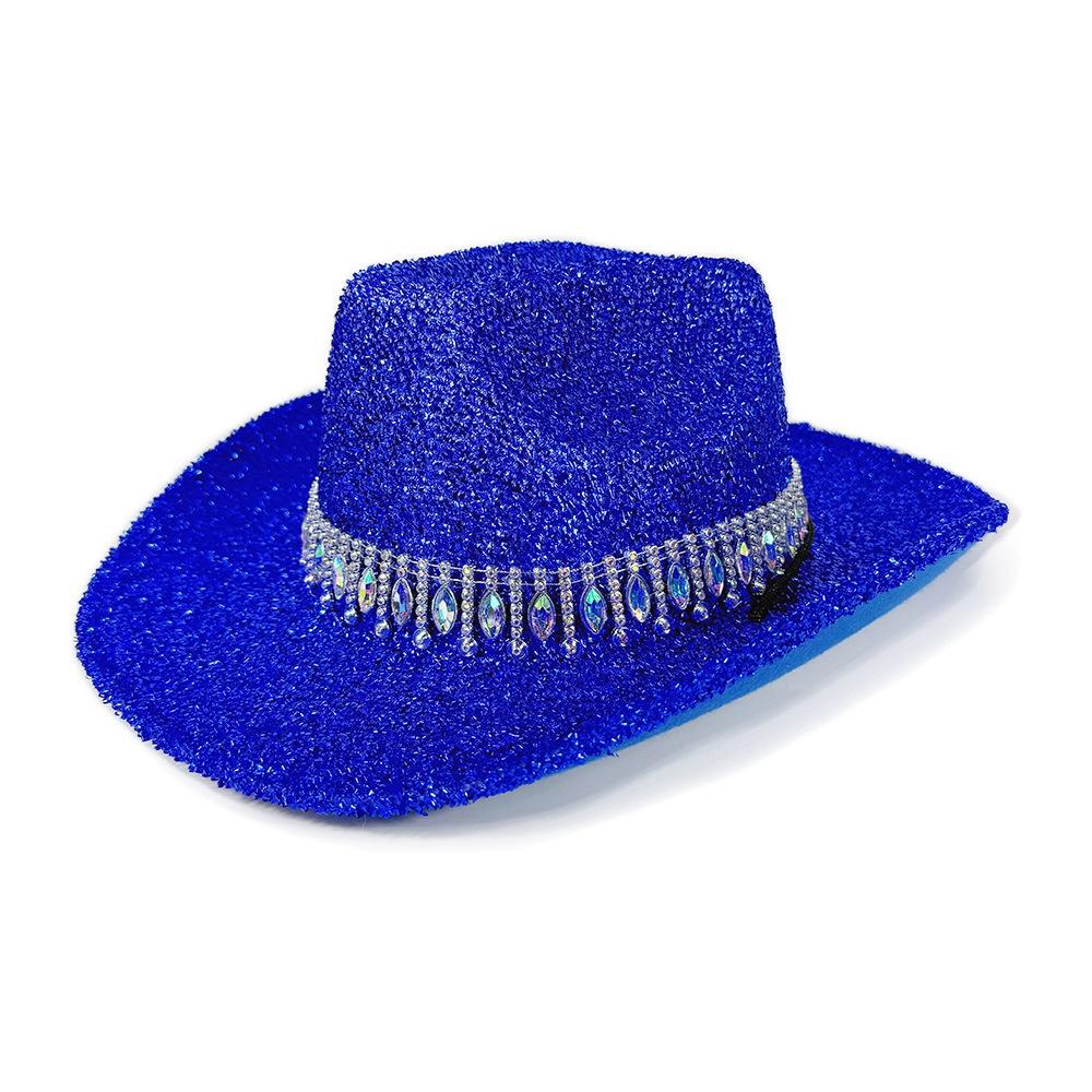 Women's Cowgirl Hat Stylish Rhinestone Design Sun Hat Wide Brim Western Cap for Party& Daily Life