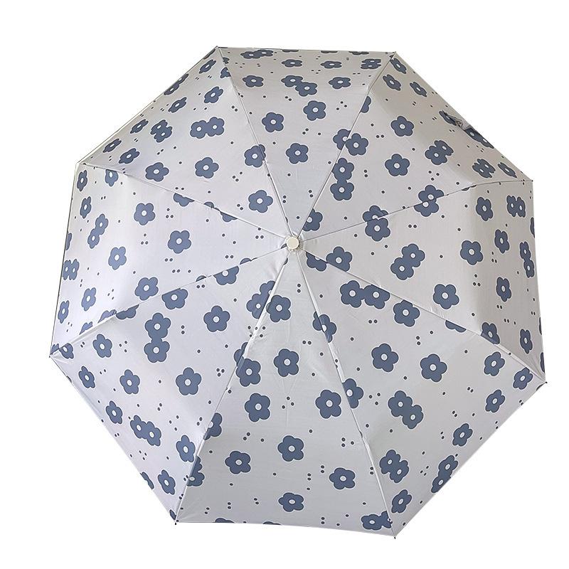 Hibiscus flower blue flower gentle wind sun protection umbrella sun umbrella rain and rain folding umbrella girl high value five
