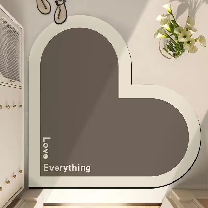 INS Wind Gradient Love Bathroom Absorbent Mat Household Non-slip Bathroom Soft Mat Wedding Diatom Mud Mat
