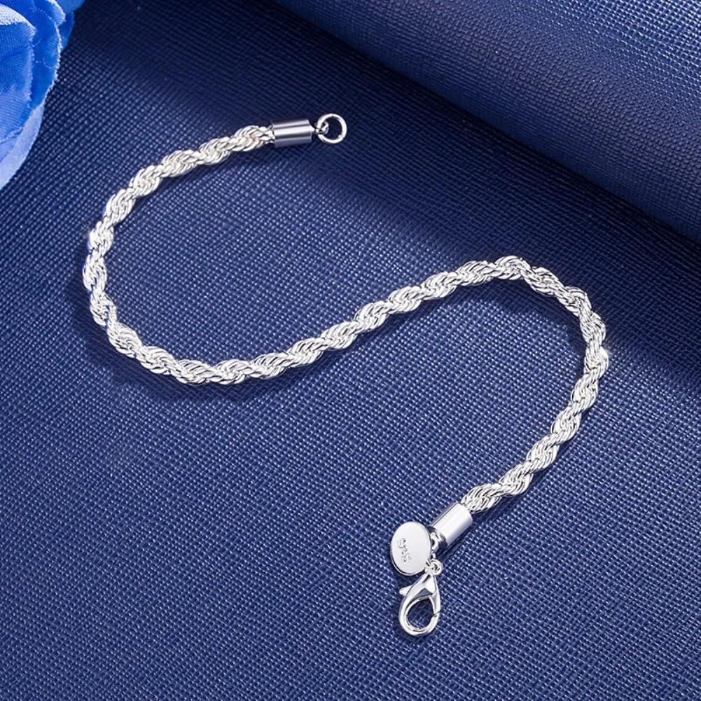18k Gold Copper 4MM Rope Chain Bracelets for Men Women Lady Boy Wedding Party Gifts 20cm 8in