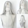 Silberfarbene Spitze Front Perücke 13x4 Lang Gerade Weiße Spitze Front Perücke Hochtemperaturfasern Synthetische Spitze Front Frontal Cosplay Perücken