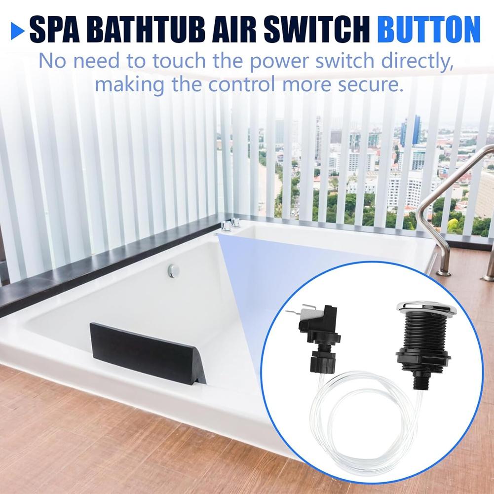 BHBL 16A on Off Air Push Button Switch for -Jetted Bath Tub Spa & Garbage Disposal, Black