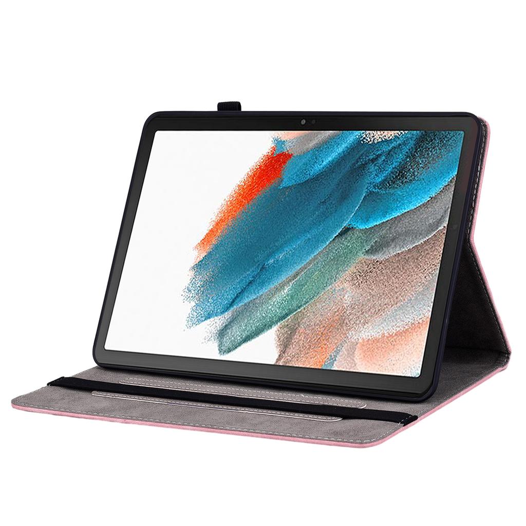 For Samsung Galaxy Tab A11 Case Card Holder Anti-Scratch Leather Cover Rose Flower Imprint