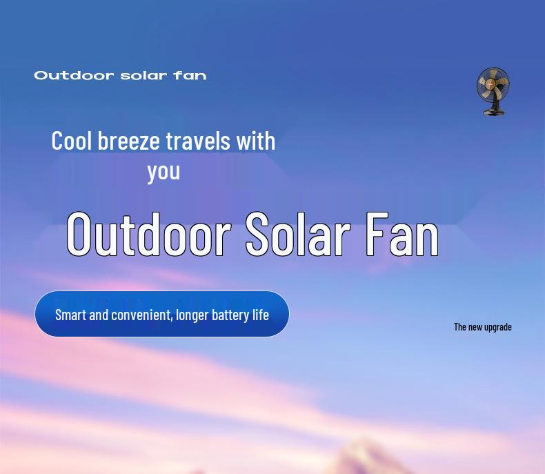 Portable 12V Solar-Powered Fan with High Airflow and Rechargeable Battery for Home, Dorm, and Outdoor Use