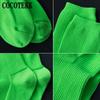 Harajuku Mode Damen Baumwollsocken Locker Gestapelt Leuchtend Neon Rosa Grün Bunt Lang Einfarbig Weich Fluoreszierend Socken