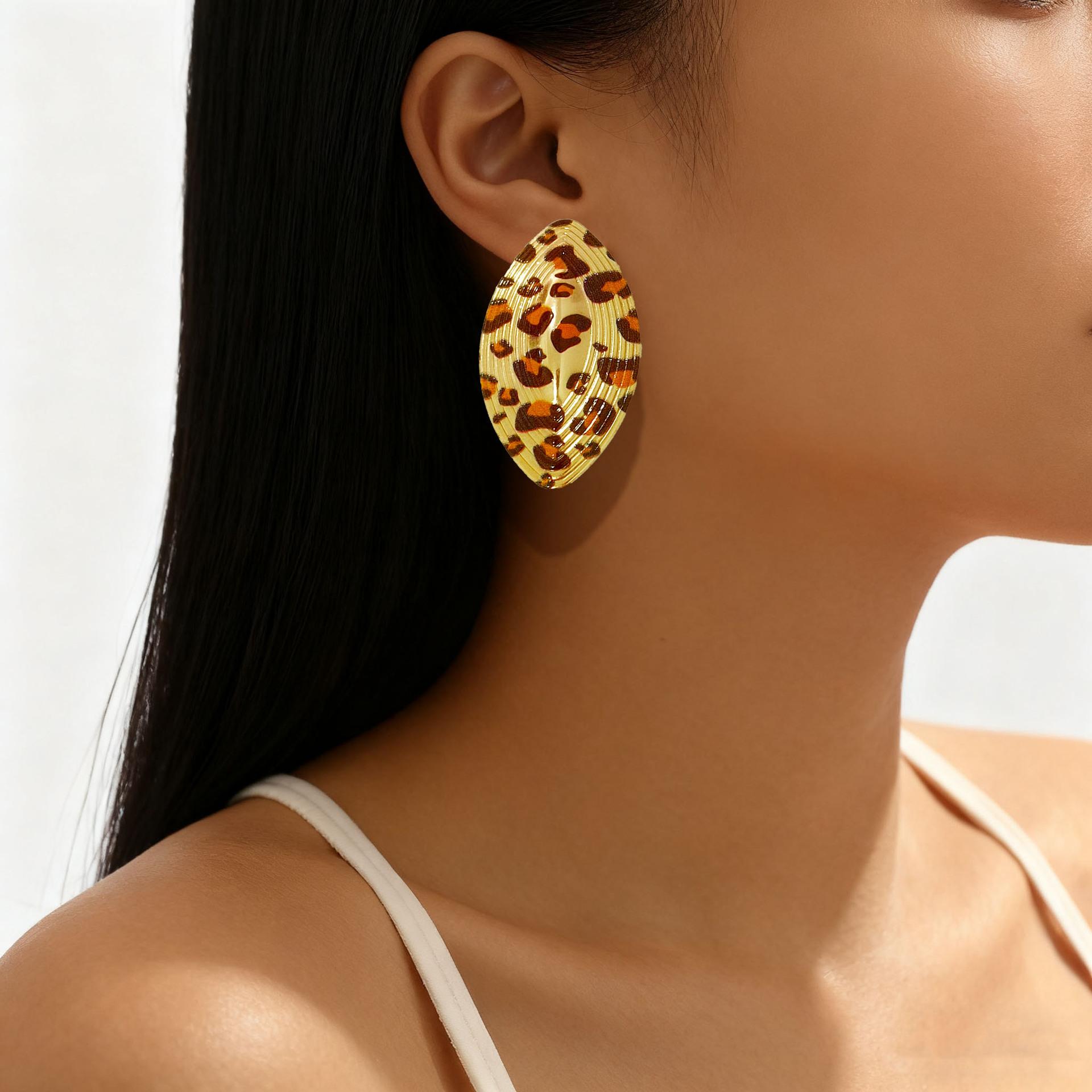 Геометрические Серьги Леопард Персональность Универсальные Холодный Панк Уличные Серьги Серьги