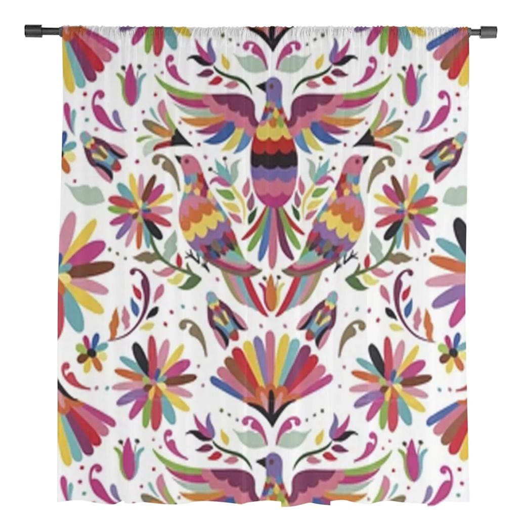 Mexican Pattern Sheer Curtains Bedroom Voile Curtain Living Room Window Sheer Curtains Kitchen Tulle Drapes