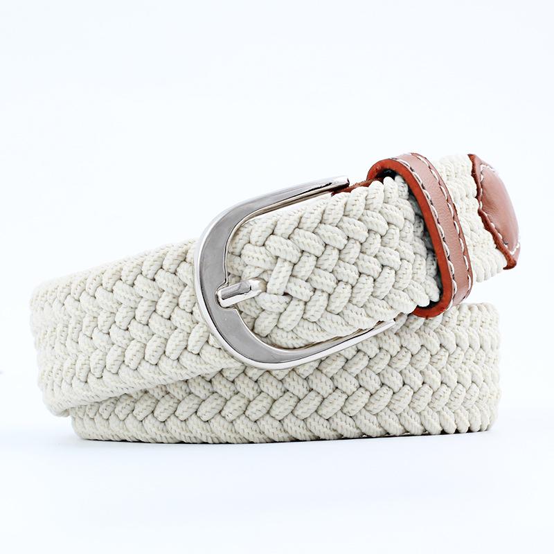 Unisex Youth Elastic Woven Canvas Leather Belt