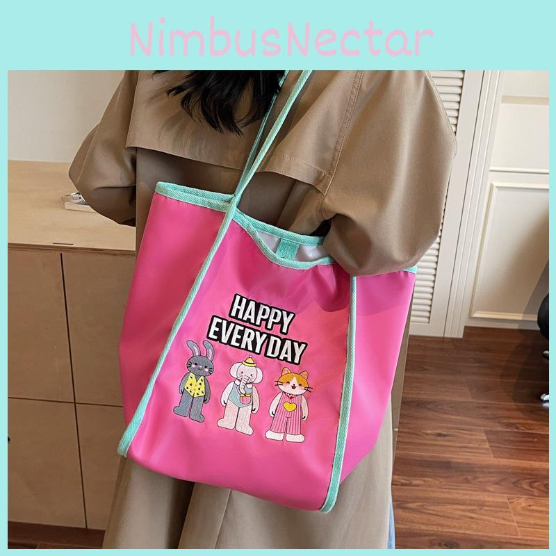 Day Happy Every Letter Large Embroidery Tote Bag Shopping Bag For Daily Use