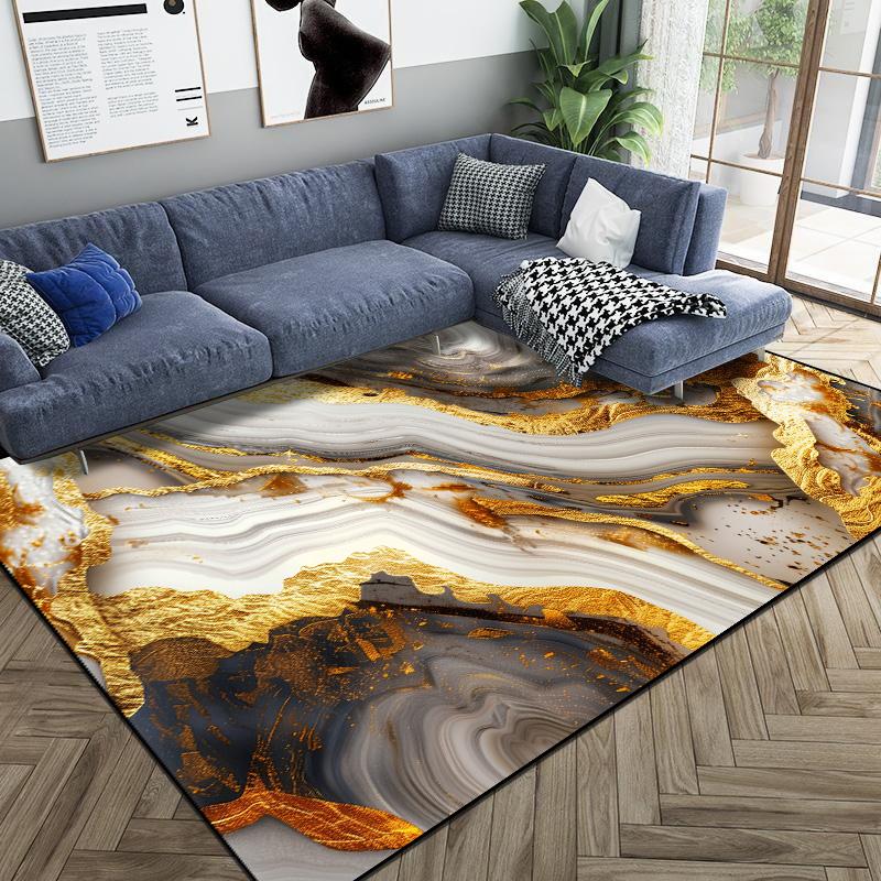 

Nordic Luxury Golden Carpets for Living Room Abstract Non-slip Room Decoration Home Floor Mat Bedroom Easy Cleaning Non-slip Rug 60x90cm