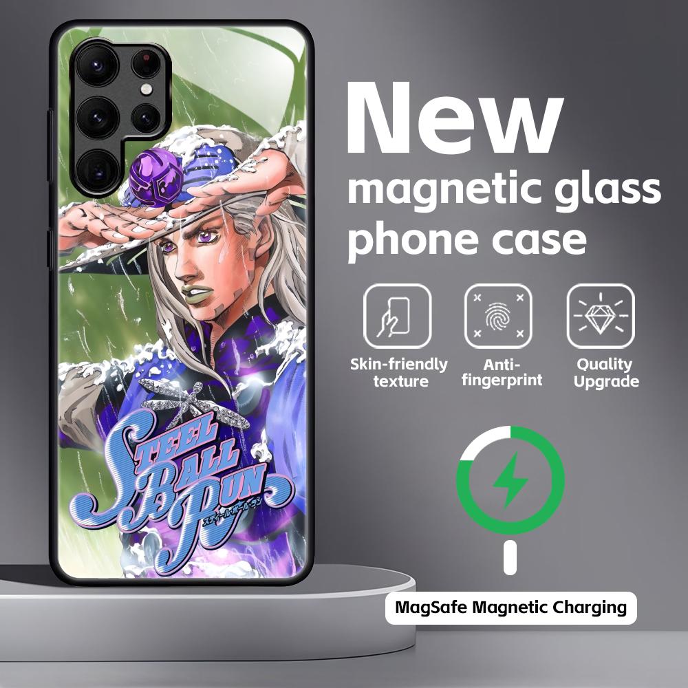 HOT JOJO Steel Ball Run Phone Case For Samsung S26 S25 S24 S23 S22 S21 Plus Ultra Note20 Glass Magnetic Case
