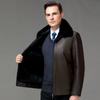 Winterpelz-Overall für Herren, Samt-verdickt, warmes Papa-Outfit, Mittelalterliche und ältere Reversmantel, Pelzkragen, Lederjacke