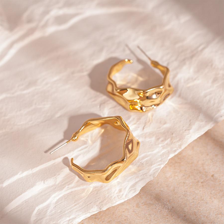 Simple Pleated Twisted C-circle Silver Needle Stud Earrings Niche Premium Earrings