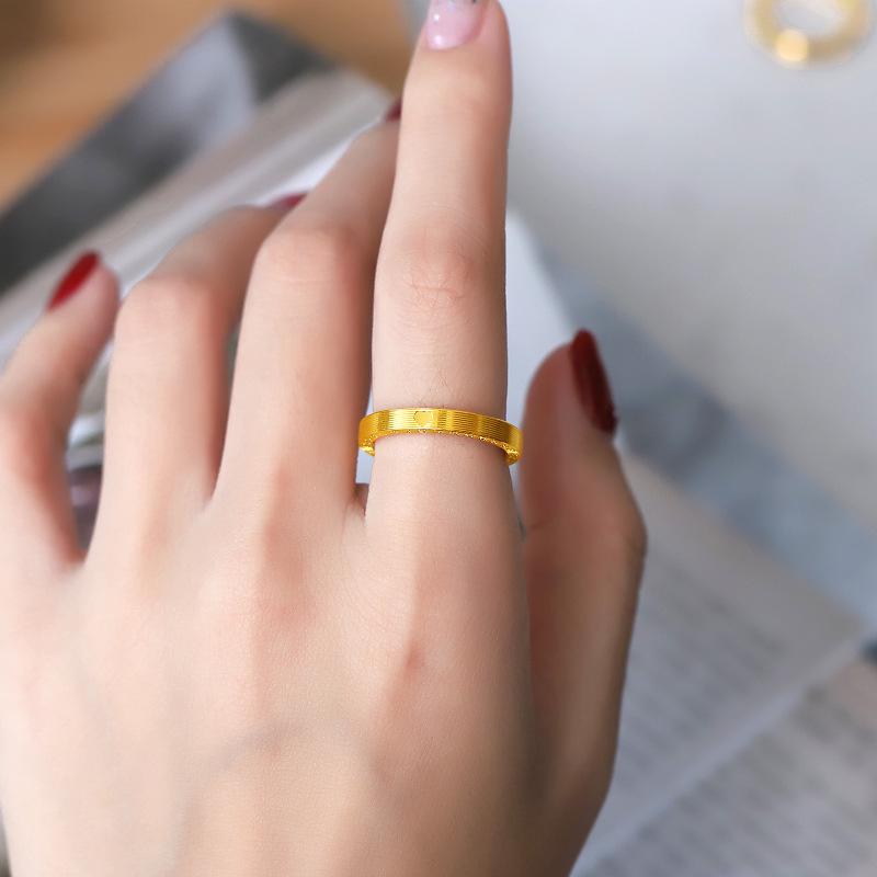 Vietnam Gold 520 Number Love Couple Gold-Plated Brass Rings - Valentine's Day Matching Gift for Girlfriend