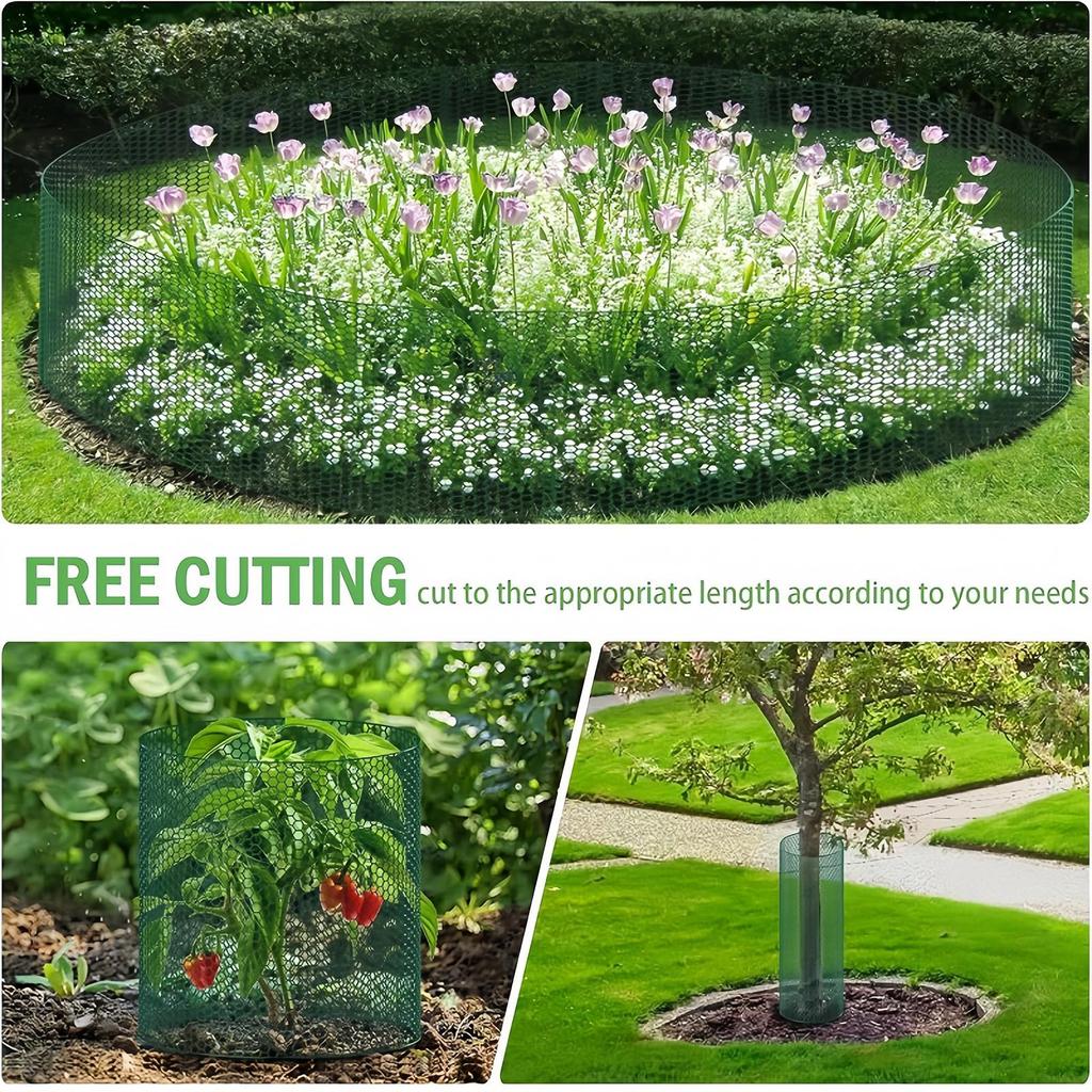 Garden Plant Protector Net Free-Cut Metal Plant Protector Wire Roll with Ground Stakes and Ties To Protect Plants from Animals