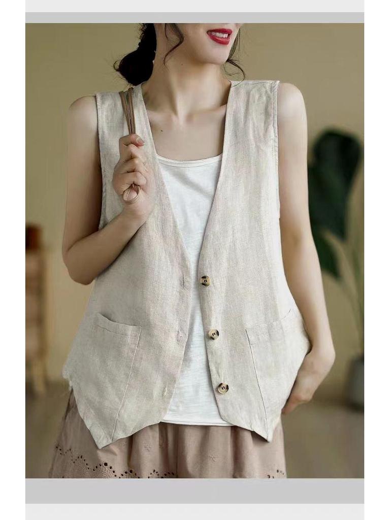 Ležérní vesta z bavlny a lnu ve větších velikostech - Móda pro jaro/léto