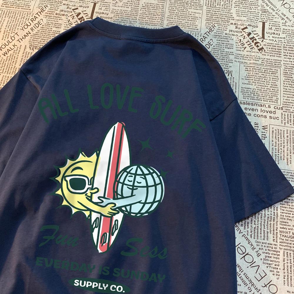 Soare și Pământ Toate Dragostea Surf Bărbați Femei Tricou Supradimensionat Lejer Haine Street Bumbac T Tricou Moda T-Shirts Casual Brand Tricou
